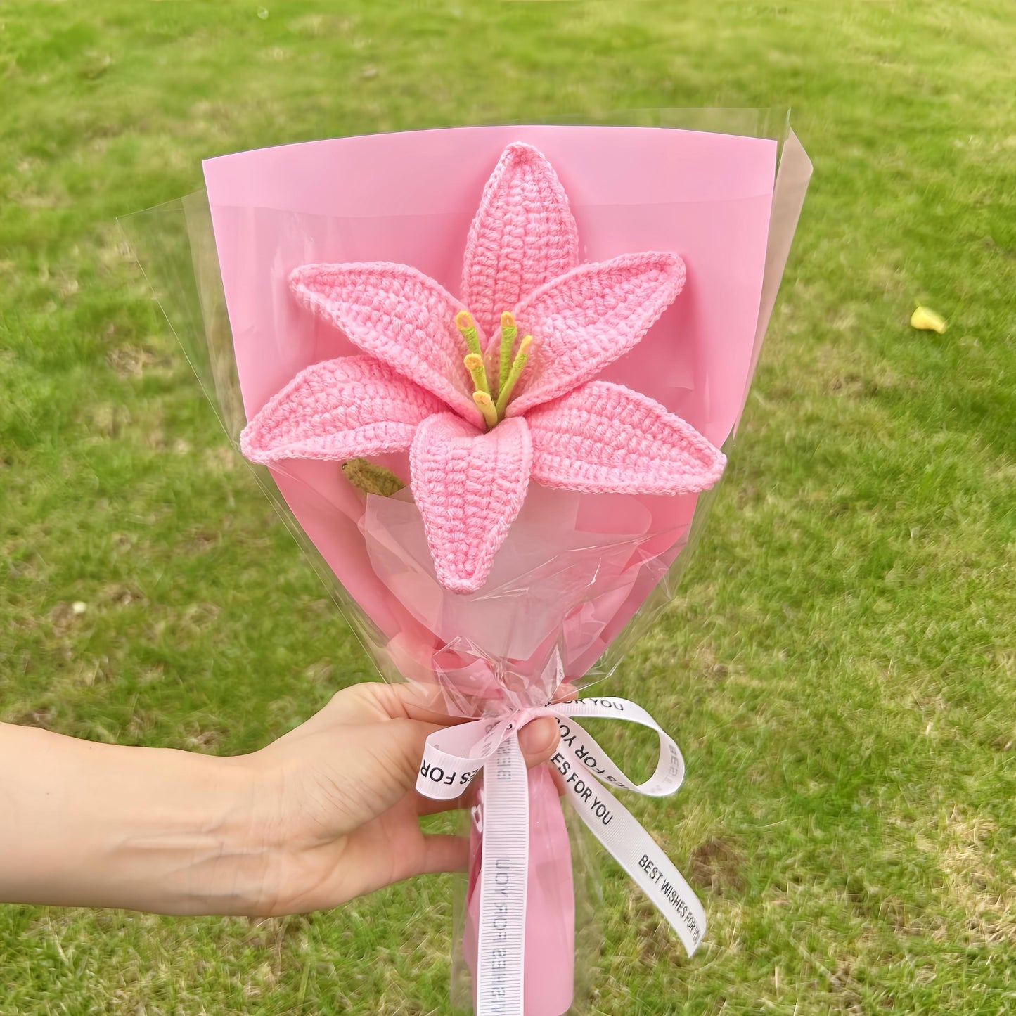 Crochet Lily Flower Bouquet,Pink,Blue,Purple,White,Red Lily Flower,Small Budget Bouquet，Birthday,Anniversary Gift For Friend,Bridesmaids,Mom