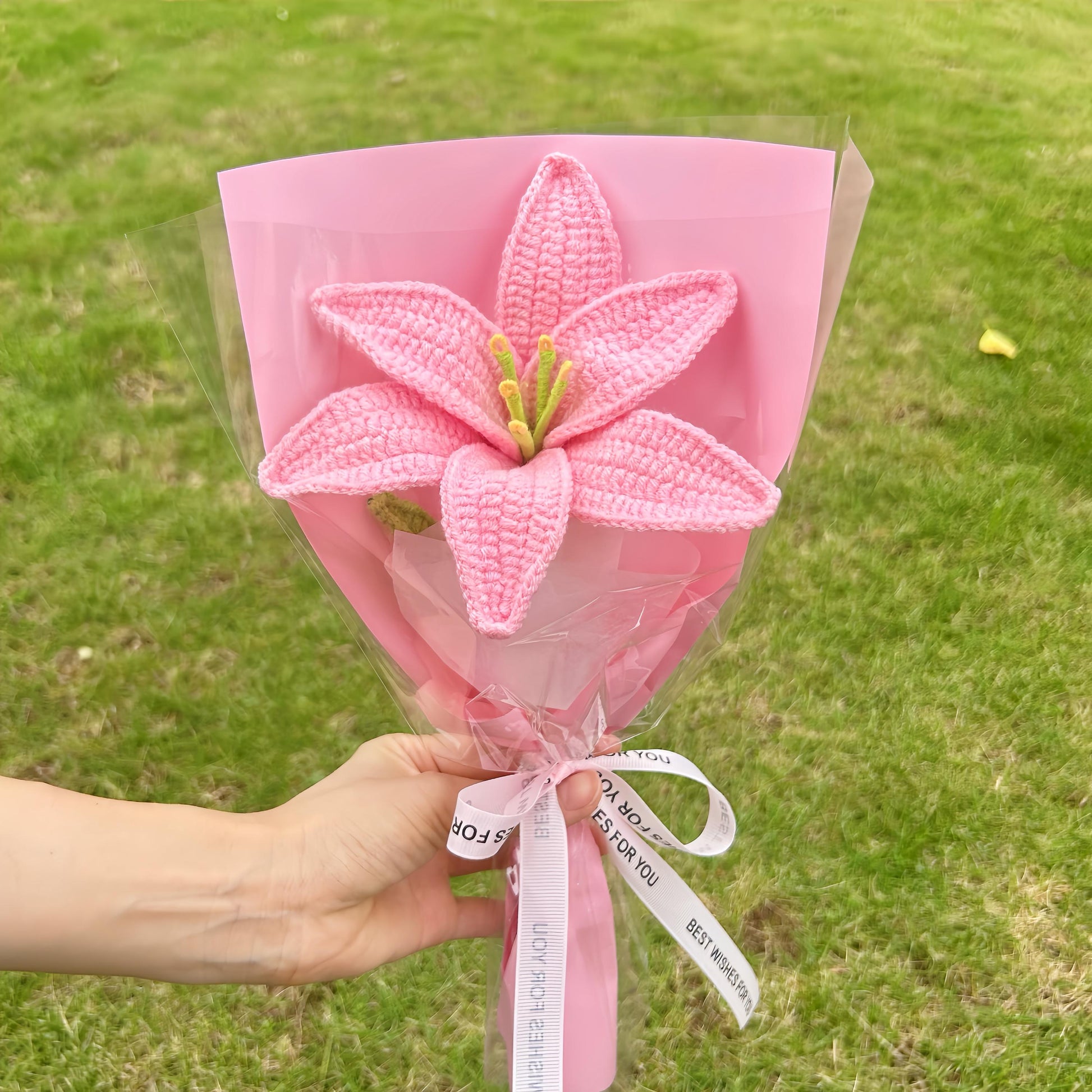 Crochet Lily Flower Bouquet,Pink,Blue,Purple,White,Red Lily Flower,Small Budget Bouquet，Birthday,Anniversary Gift For Friend,Bridesmaids,Mom