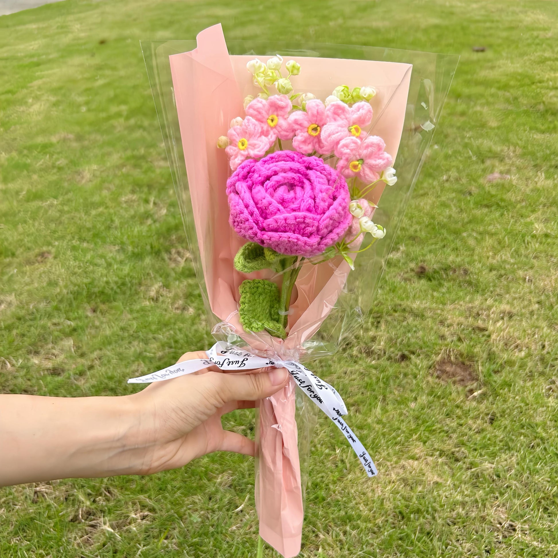 Mother's Day Gifts,Crochet Small Flowers Bouquet,Handmade Pink,Purple,Red,Blue,Orange Rose Flowers,Forever Flower,Gifts for Bridesmaids