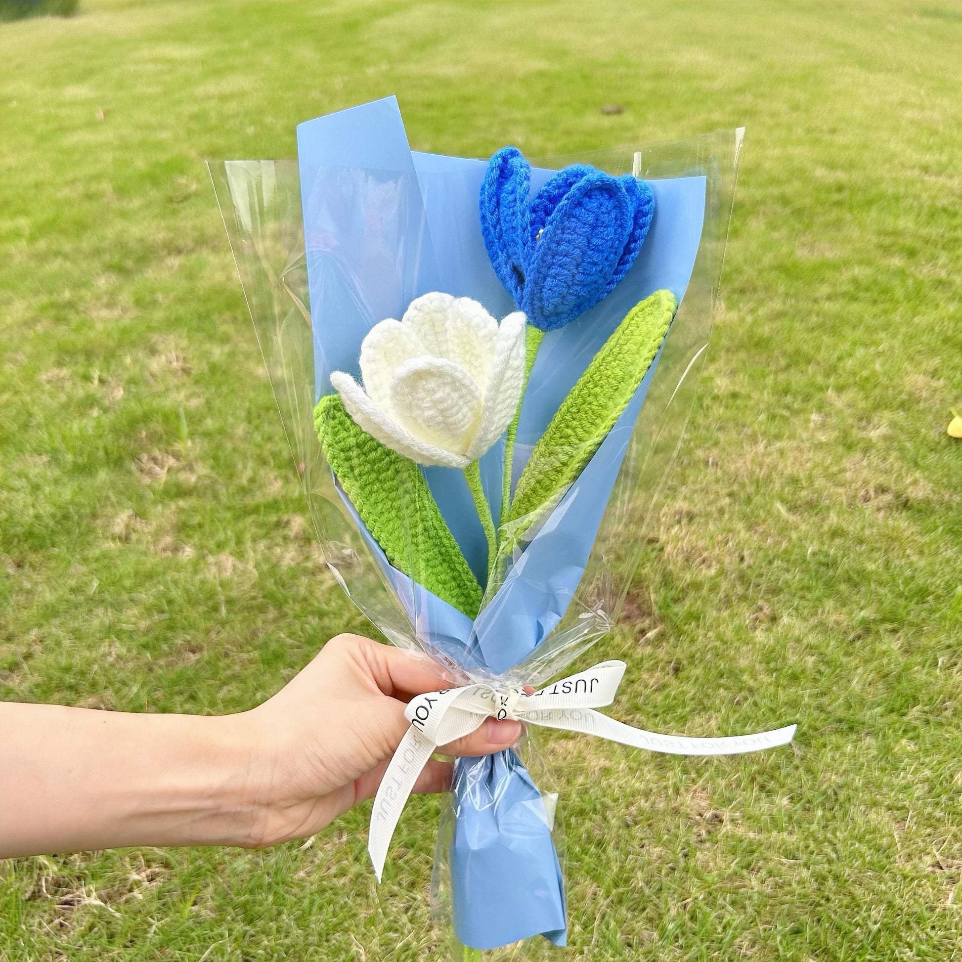 Crochet Tulip Flowers Bouquet,Color Small Handmade Forever Flowers,Bridesmaid,Congratulations,Birthdays,Anniversaries Gifts for Her,Sister