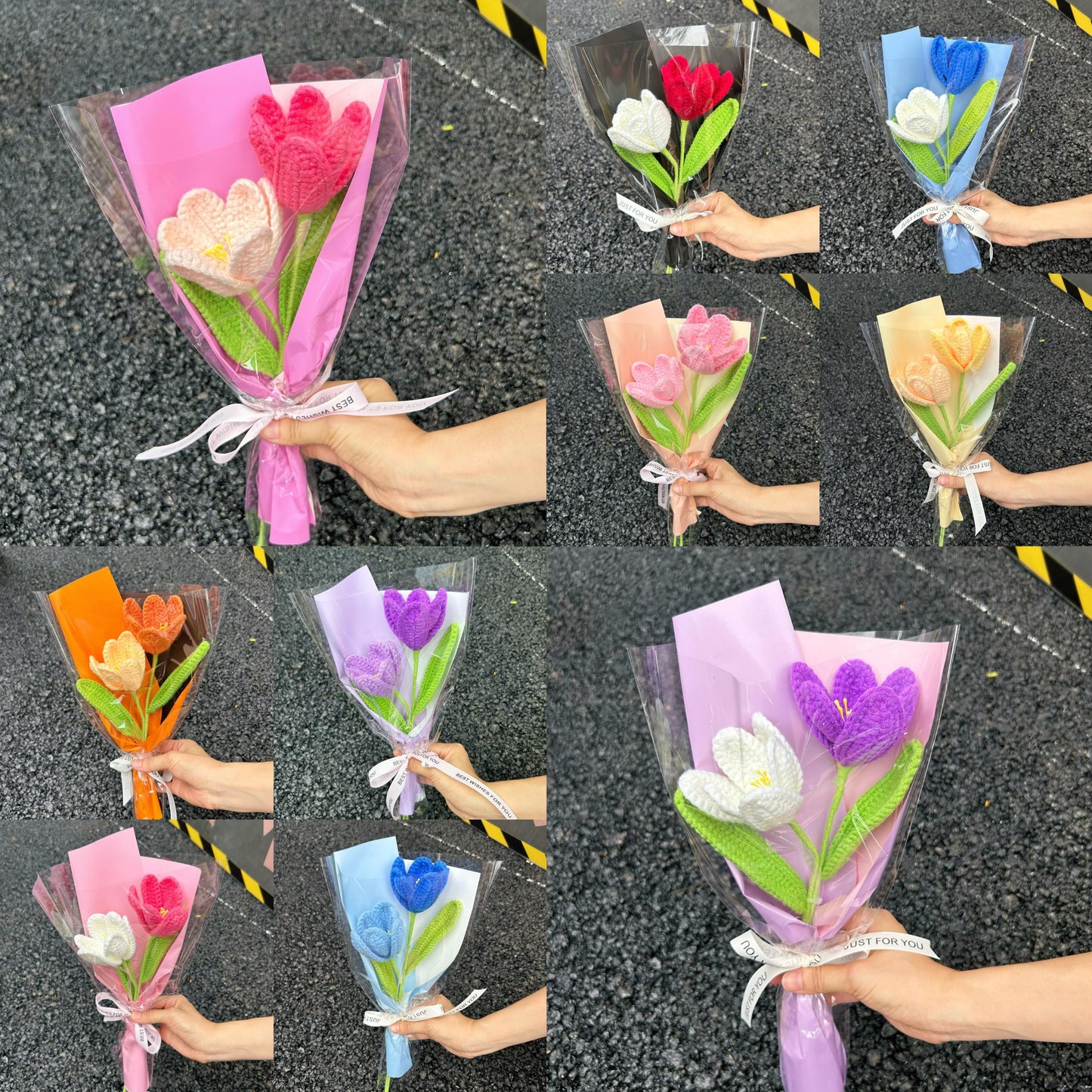 Crochet Tulip Small Bouquet,Forever Handmade Flowers,Birthday,Anniversary,Congratulations,Get Well Soon Gift For Grandma,Girlfriend,Mother