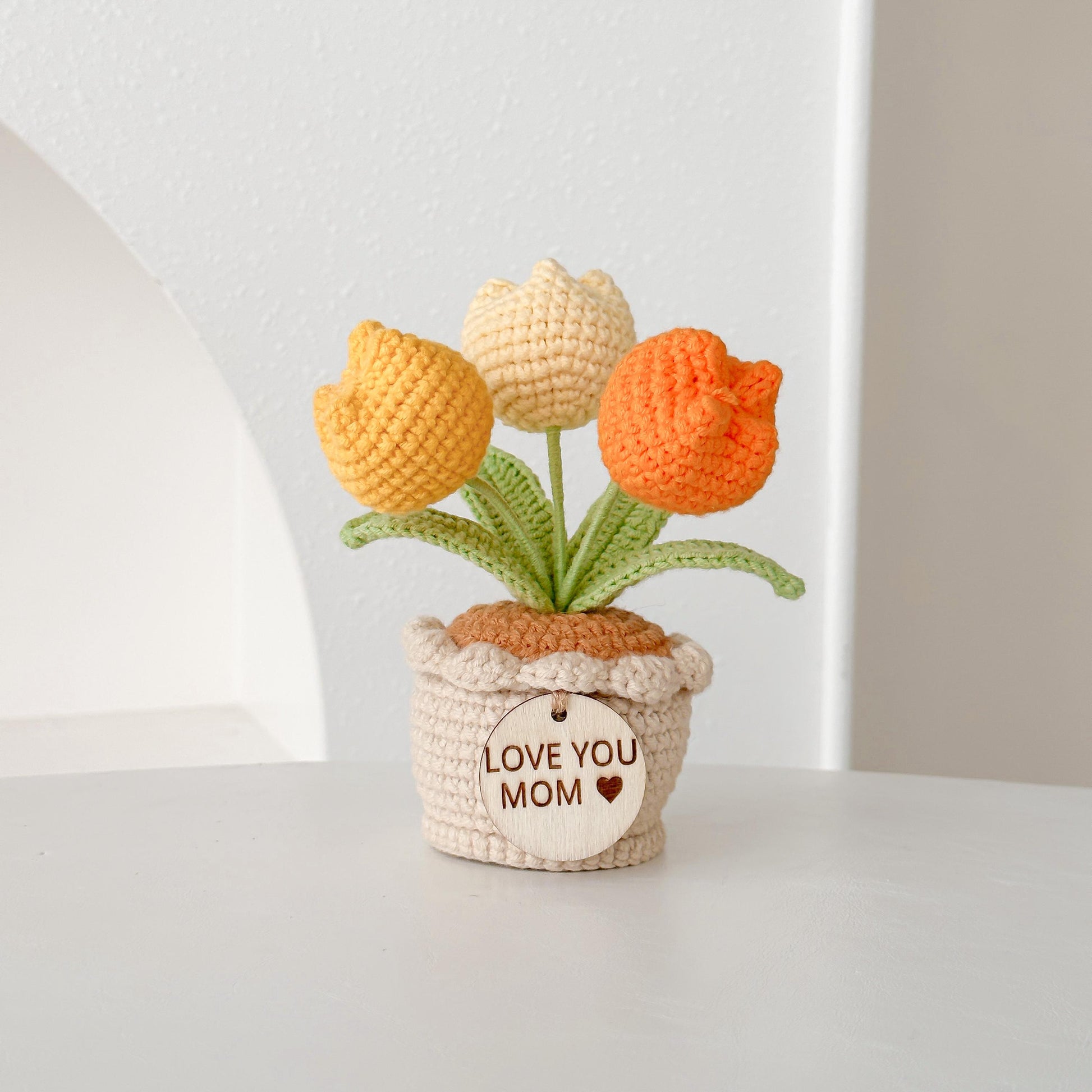 Crochet Flower Pot Gift Set: Handmade Sunflower/Tulip Desk Decor