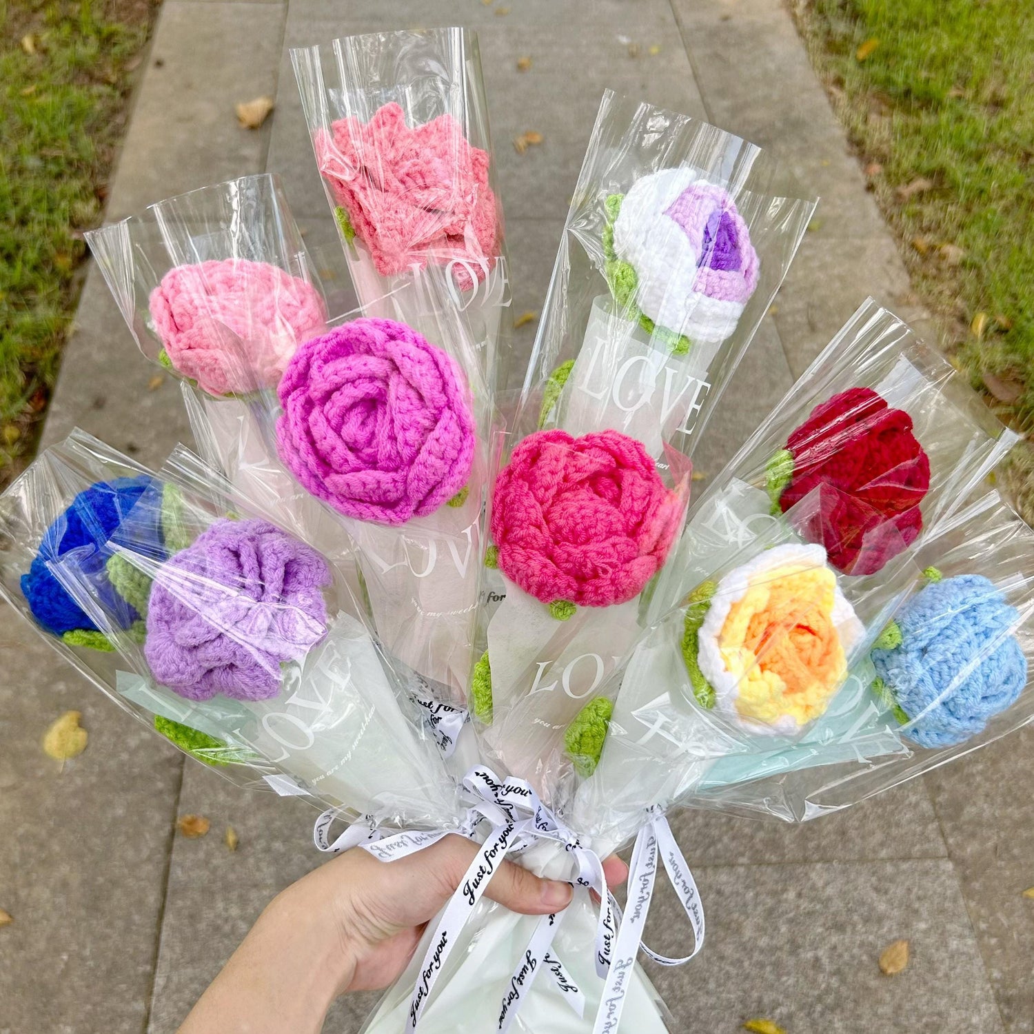 Crochet Rose Flower Bouquet,Handmade Flower,Color Small Bouquet,Birthday,Anniversary,Wedding Bridesmaids Gifts,Small Budget Gifts For Her