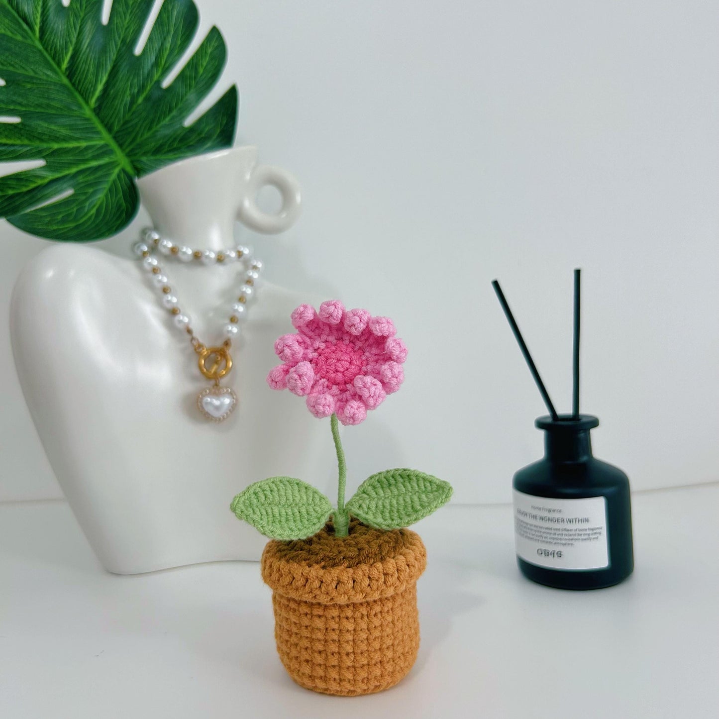 Crochet Flowers in Pot,Mini Potted Plants,Drochet Decorations,Home Table Decor,Birthday,Housewarming,Anniversary,Christmas Gifts for Her