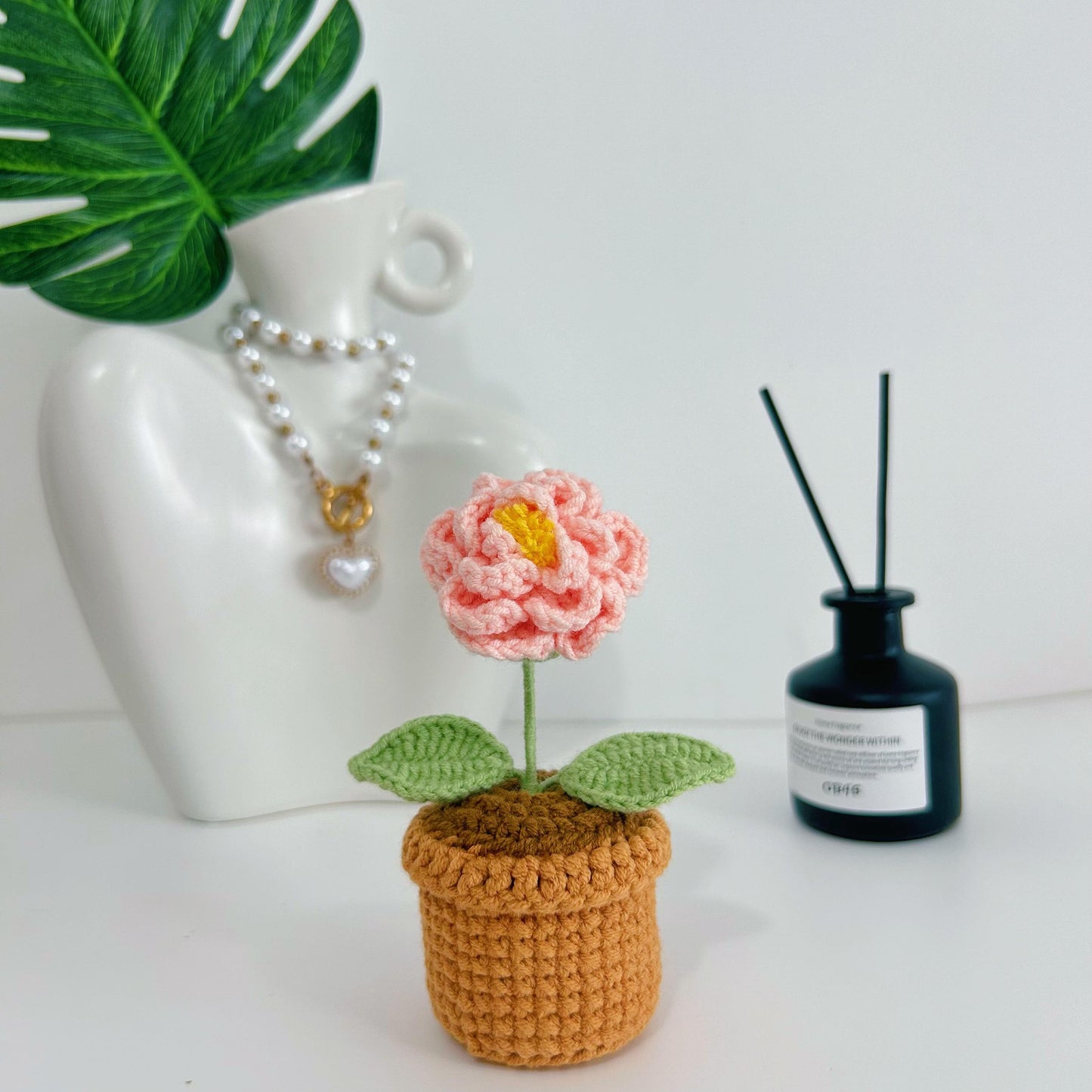 Crochet Flowers in Pot,Mini Potted Plants,Drochet Decorations,Home Table Decor,Birthday,Housewarming,Anniversary,Christmas Gifts for Her