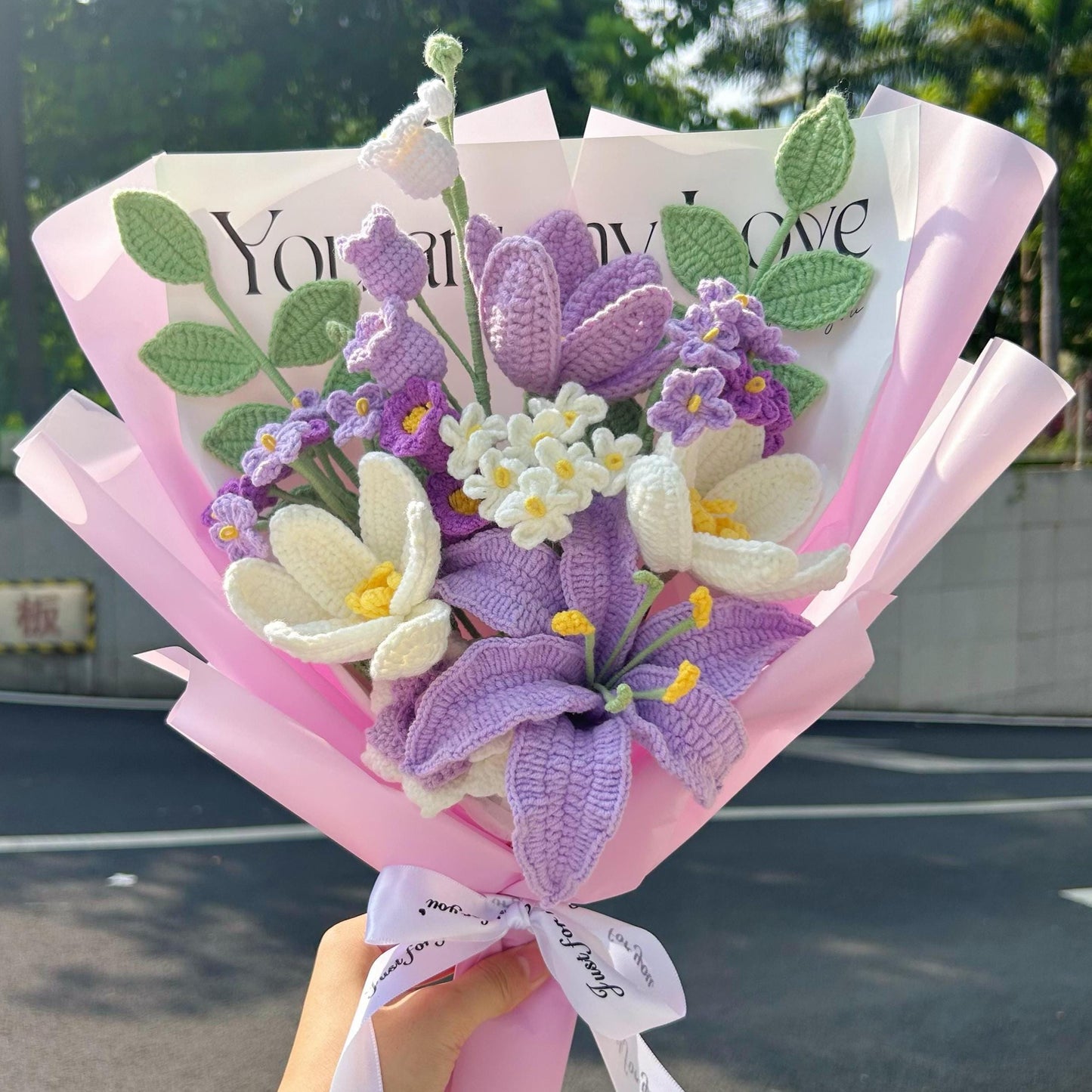 Crochet Blue Lily flowers Bouquet,Handmade Bouquet,Wedding,Anniversary,Graduation,Congratulation gift for girlfriend,Mom,Grandma,Wife,Dad