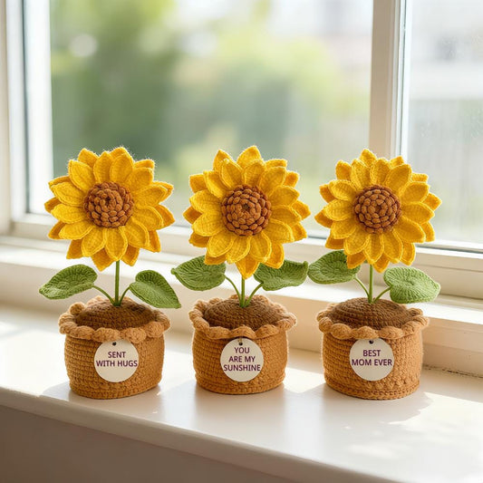 Crochet Sunflower Pot, Personalized Gift, Everlasting Flower Décor