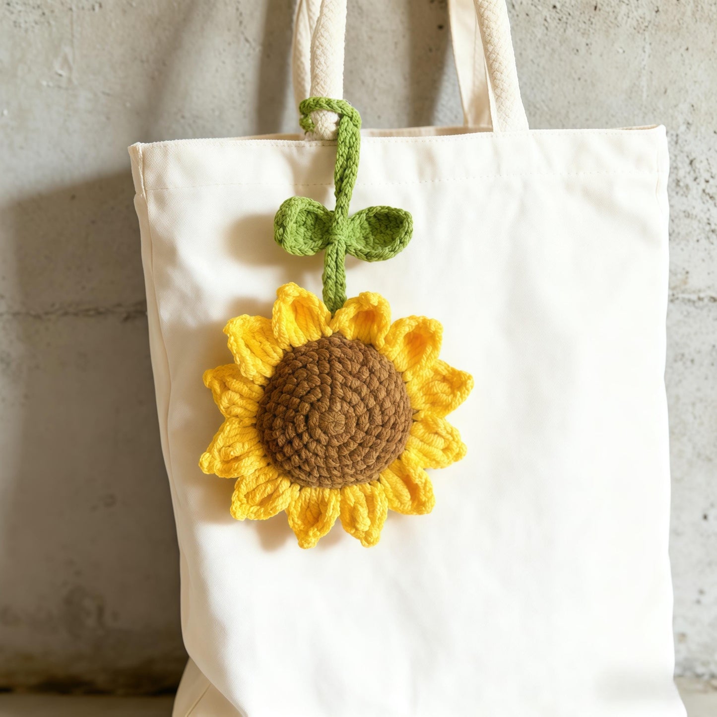 Crochet Sunflower Bag Charm: Handmade Purse Decor