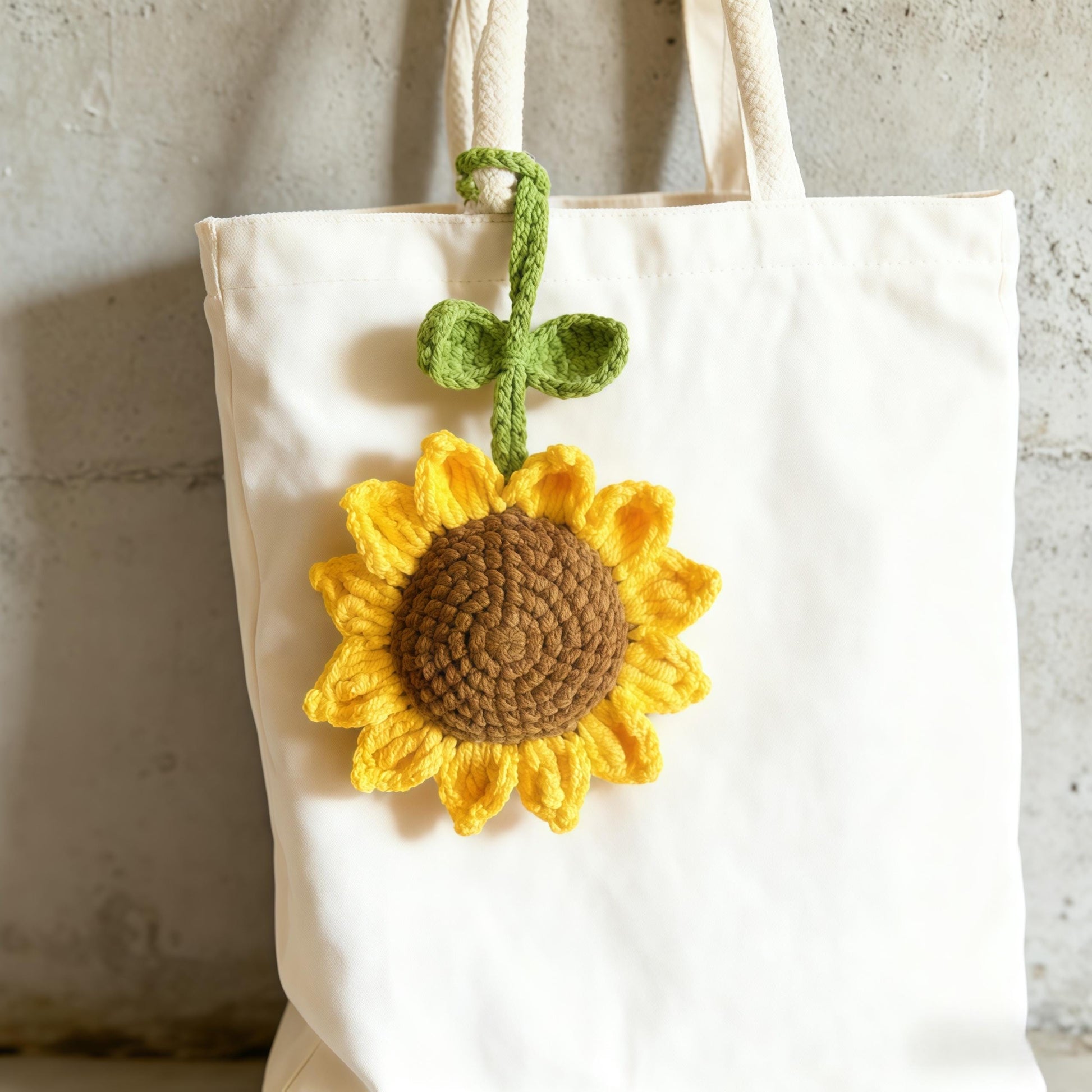 Crochet Sunflower Bag Charm: Handmade Purse Decor