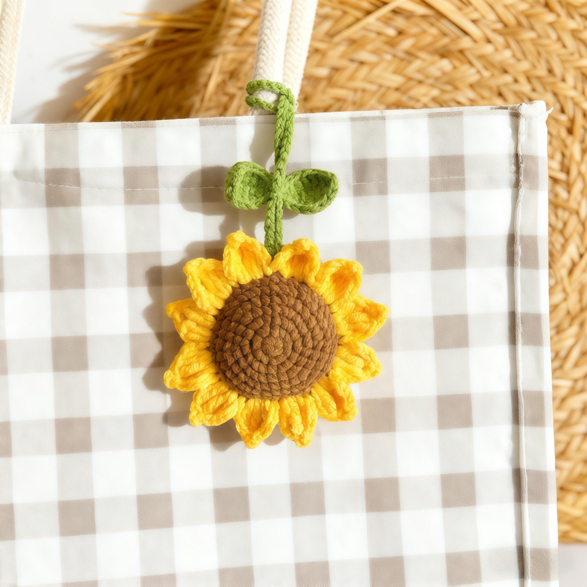 Crochet Sunflower Bag Charm: Handmade Purse Decor