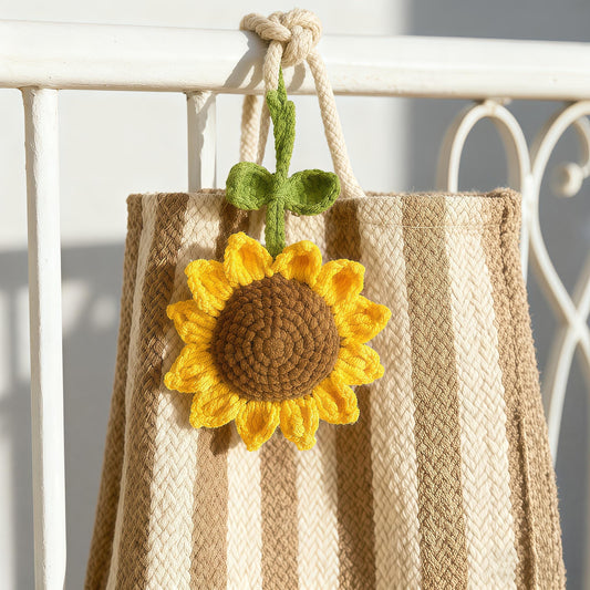 Crochet Sunflower Bag Charm: Handmade Purse Decor