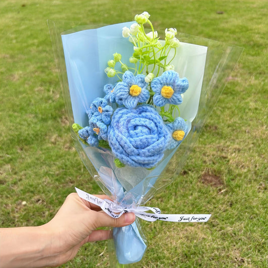 Crochet Rose Flower Bouquet,Tulip Small Bouquet,Bridesmaid Gift,Birthday,Anniversary,Graduation Gifts for Parent,Grandma,Girlfriend,Friend