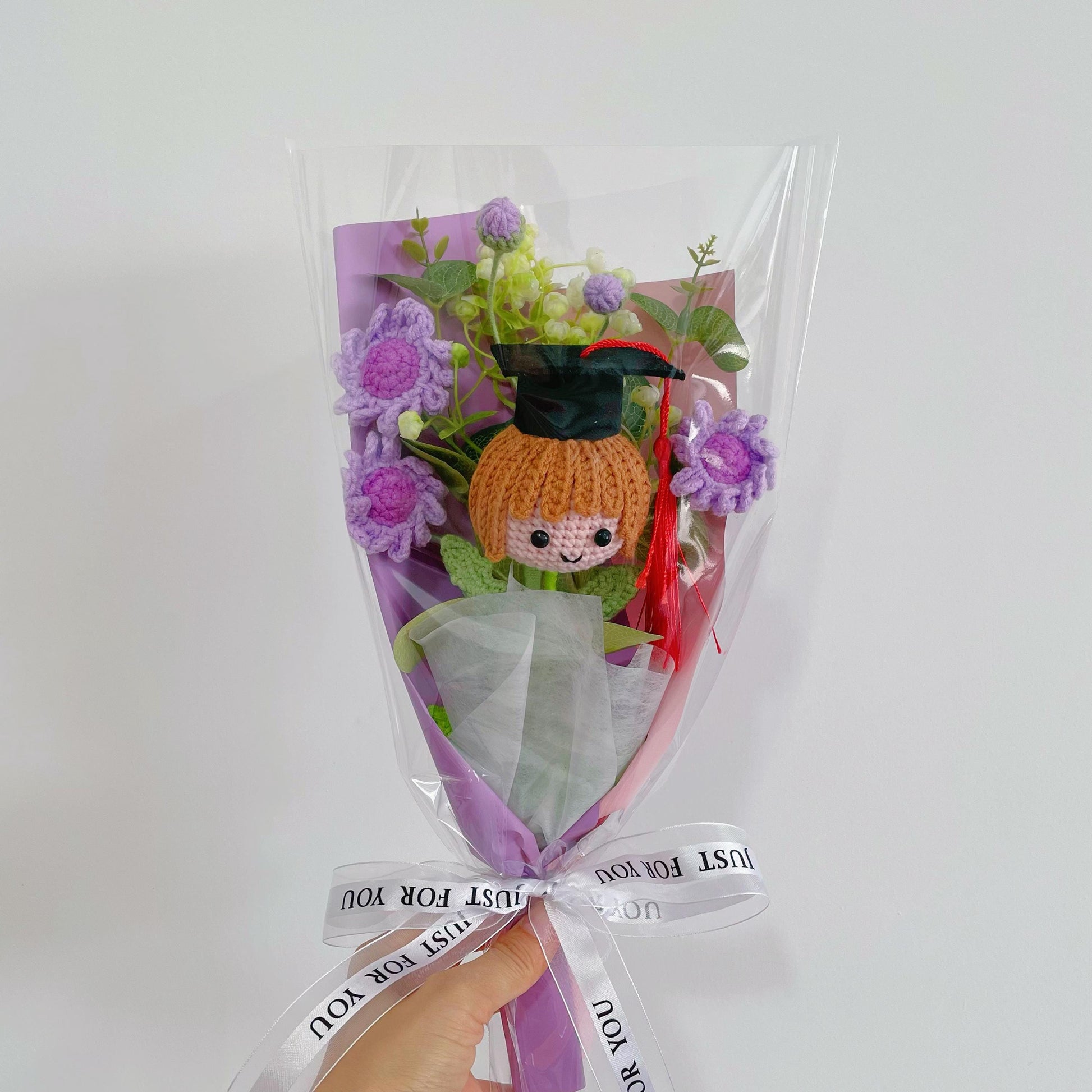 Crochet Graduation Bouquet,Personalized Doll Bouquet,Knit Tulip,Rose Flowers,Graduation,Birthday, Congratulatory gifts For Her/Her,Sister