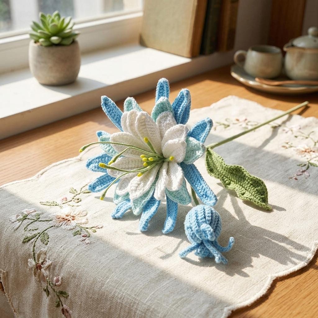 Crochet Epiphyllum Flowers Bouquet,Handmade Forever Flowers,Room Decoration,Congratulations,Birthdays,Anniversaries Gifts for Her,Sister