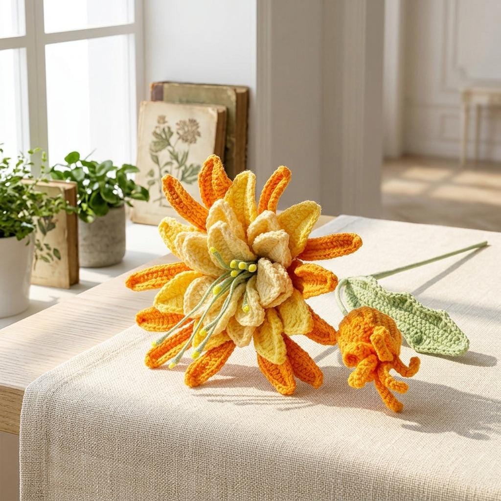 Crochet Epiphyllum Flowers Bouquet,Handmade Forever Flowers,Room Decoration,Congratulations,Birthdays,Anniversaries Gifts for Her,Sister