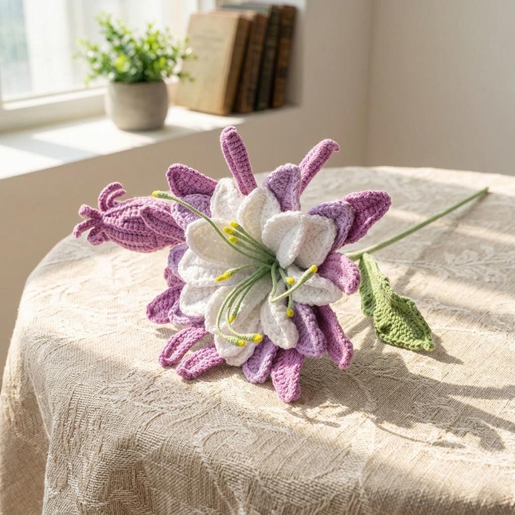 Crochet Epiphyllum Flowers Bouquet,Handmade Forever Flowers,Room Decoration,Congratulations,Birthdays,Anniversaries Gifts for Her,Sister